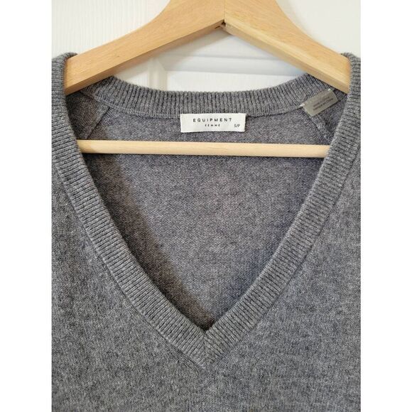 Equipment V-neck Grey Cashmere Sweater S $288 - Picture 3 of 8